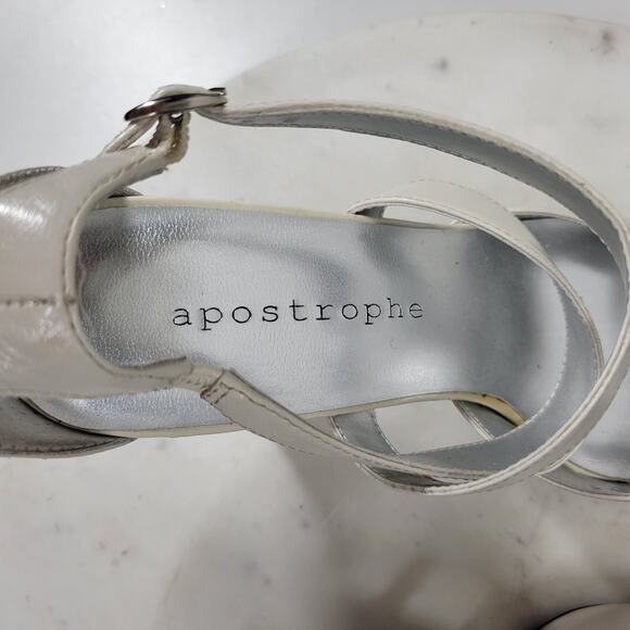 Apostrophe Cate Heels Womens 7.5 White Leather Square Toe Bridal‎ Wedding Party - Picture 2 of 16